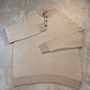 Faherty Mens Alpine Khaki Cotton Cashmere Quarter Button Sweater 3XLT $268